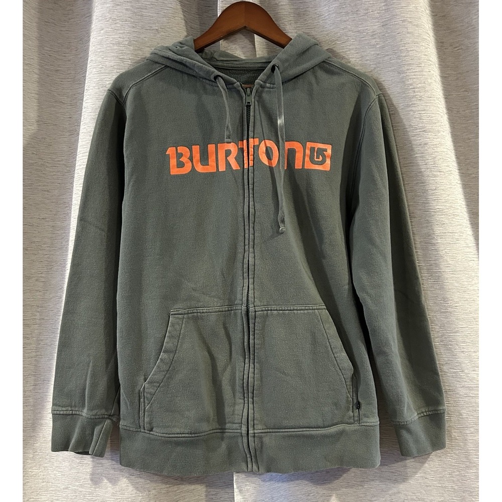 Burton Hoodie Men's Large Green Full Zip‎ Sweatshirt Snowboarding